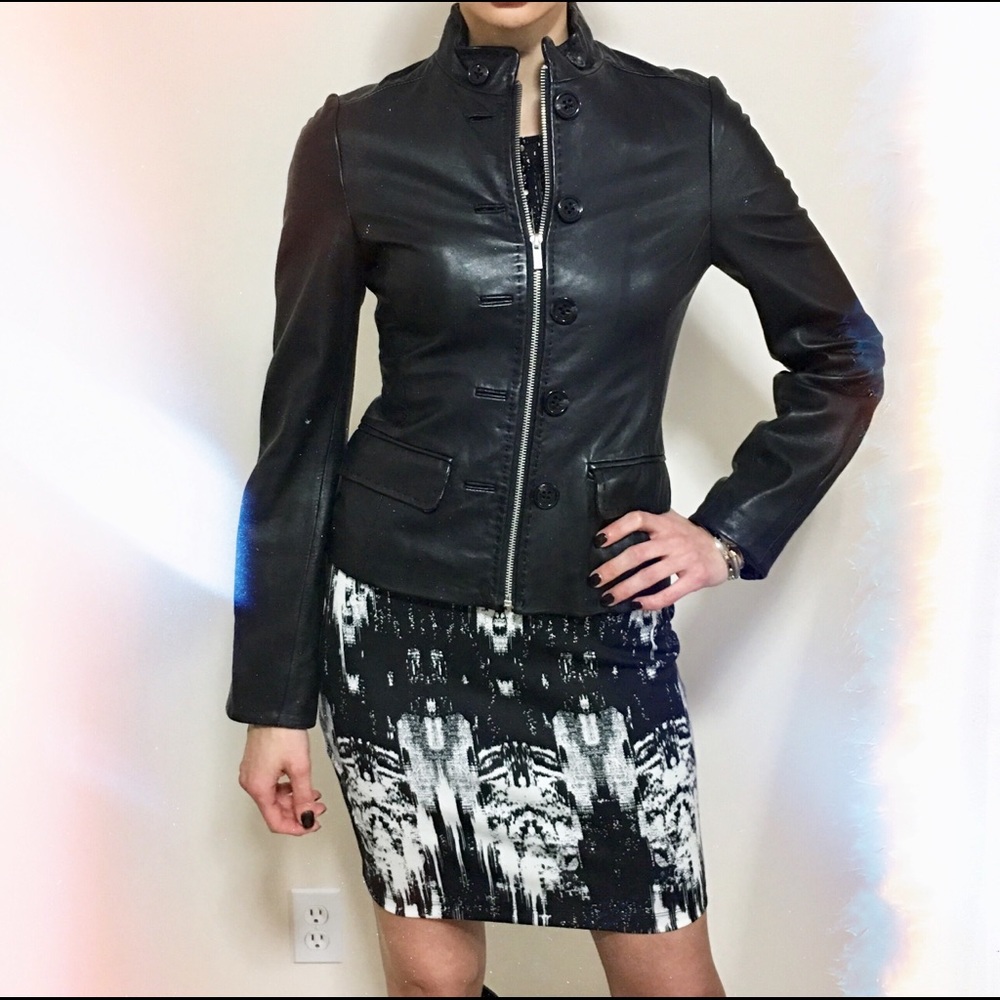 BCBG Leather Moto Jacket